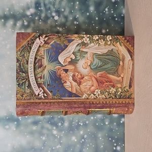 Punch Studio Christmas themed manger scene keepsakes faux book box gilded